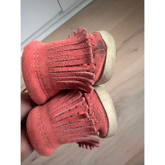 Minnetonka Pink/Coral Ankle Moccasin boots Womens size 8.5 Style Venice Booties - Picture 3 of 8